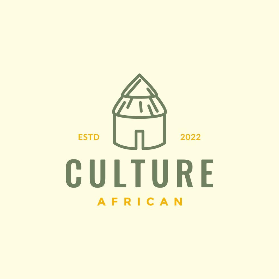 afrikanisch Zuhause Stamm Kultur Holz Stroh Linie Hipster Logo Design Vektor