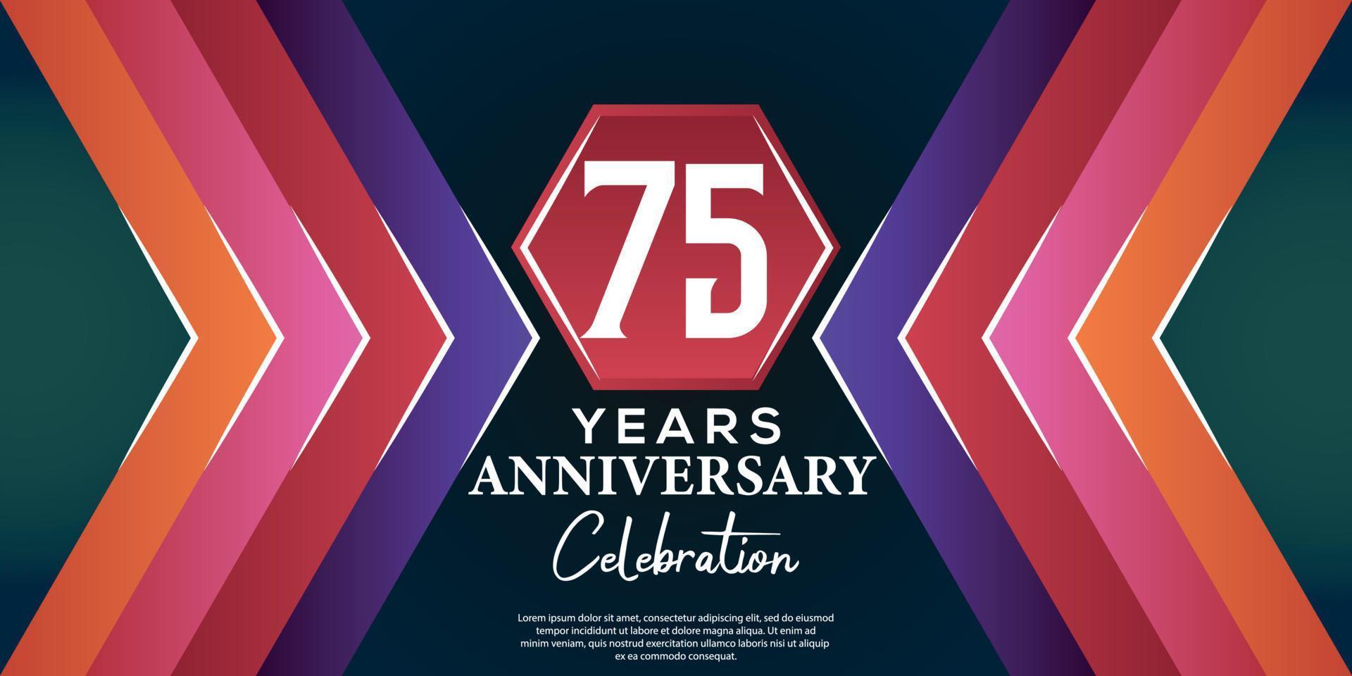 75 år årsdag firande design med lyx abstrakt Färg stil på lyx svart backgroun vektor