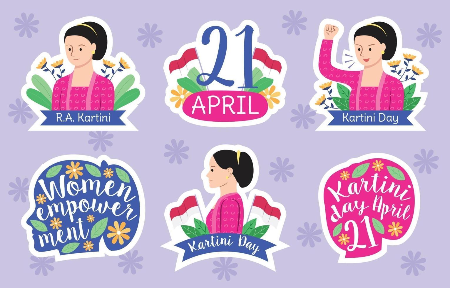 Kartini Day Sticker Set vektor