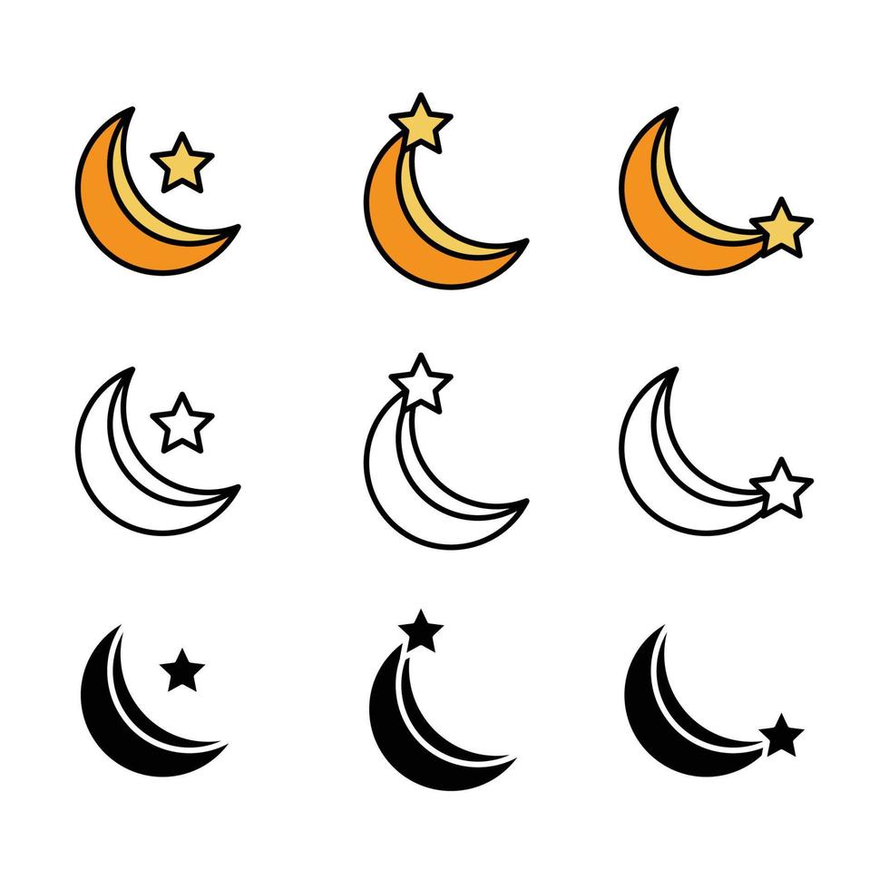 måne och stjärnor ikon grymt bra enkel design, på vit bakgrund. vektor illustration