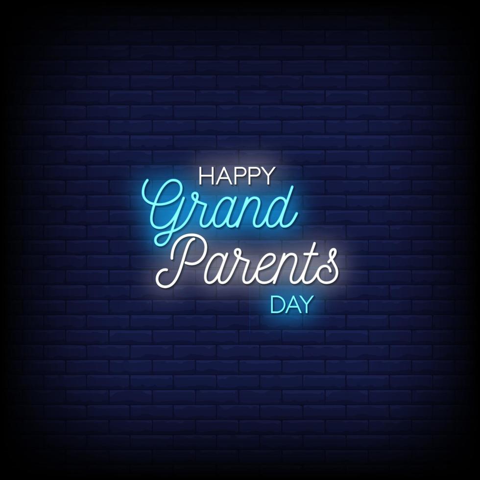 lyckliga farföräldrar dag neon skyltar stil text vektor