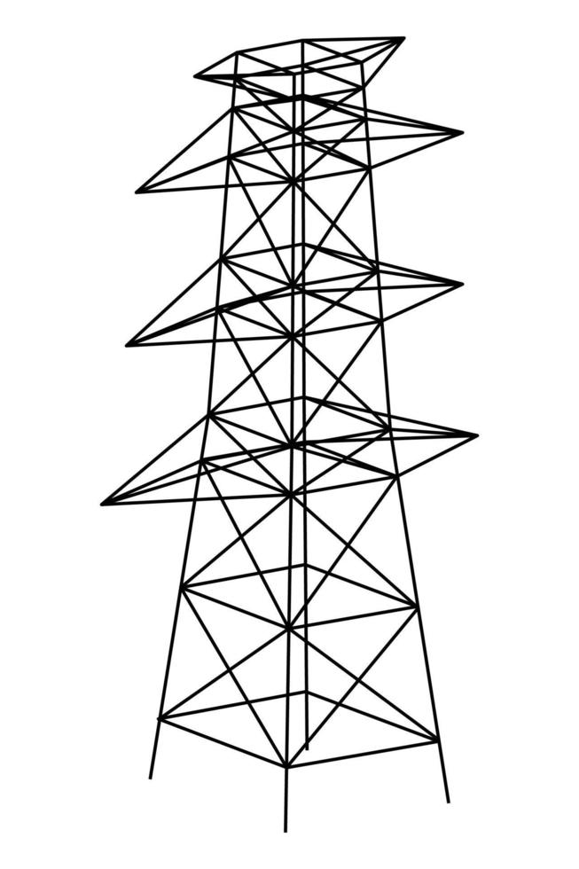 överföring torn.hög Spänning elektrisk pylon. kraft linje symbol platt design vektor