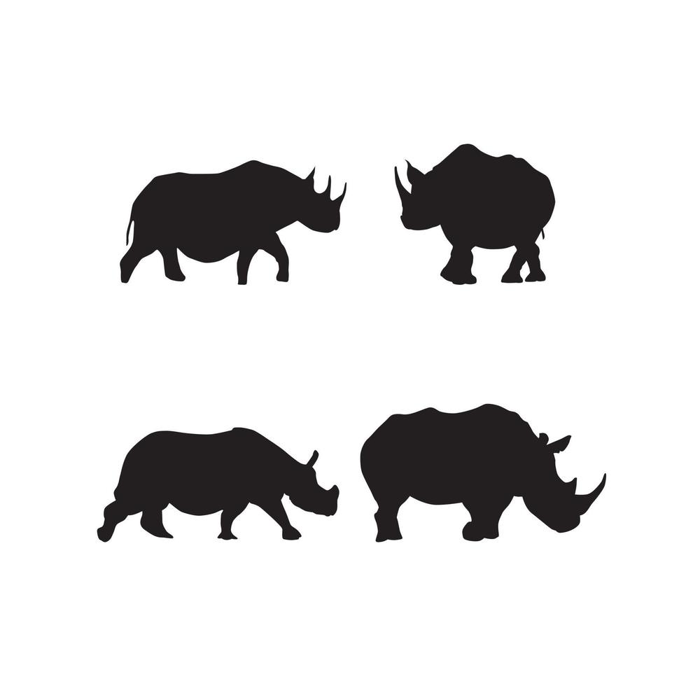 noshörning siluett noshörning symboluppsättning vektor