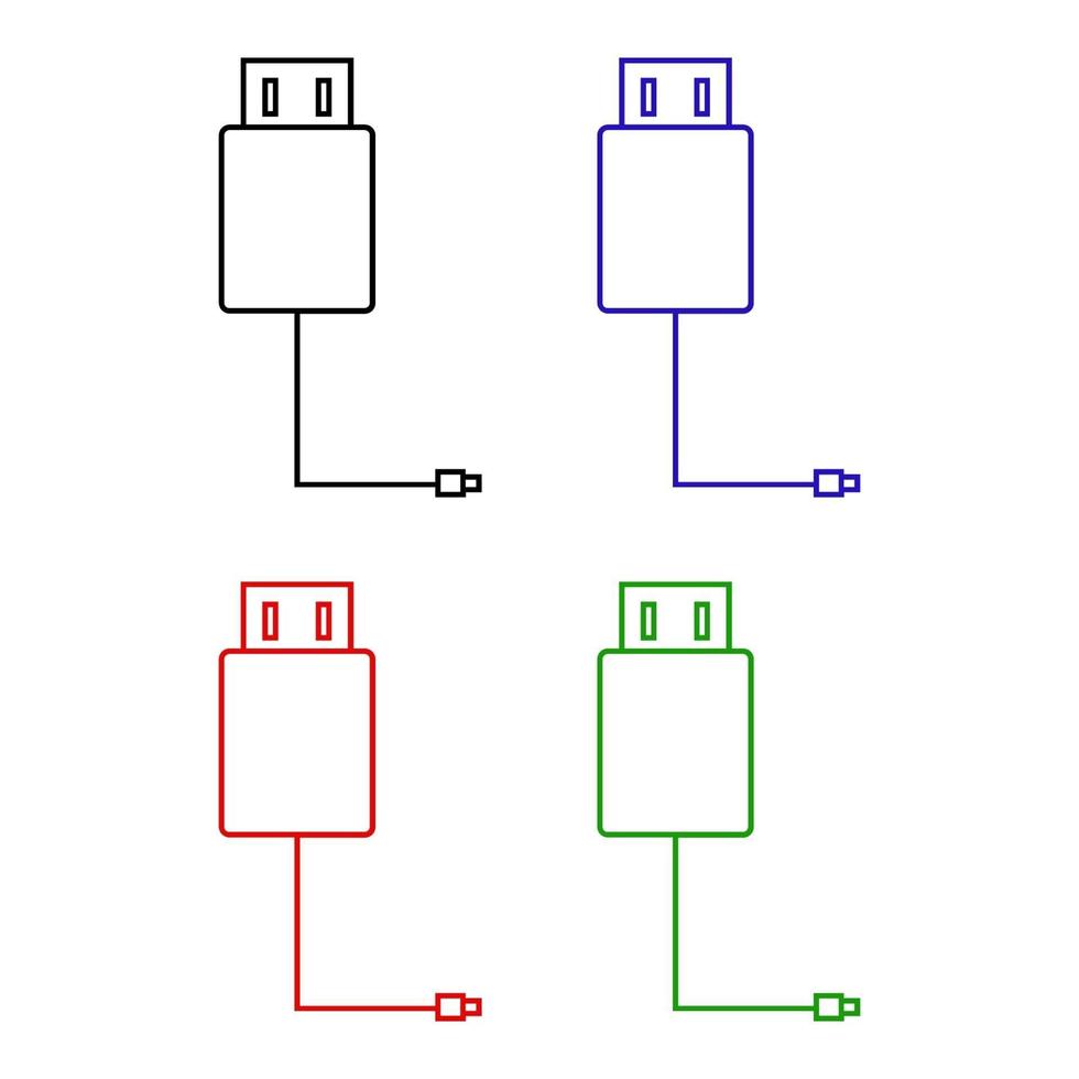 USB-Kabel auf weißem Hintergrund eingestellt vektor