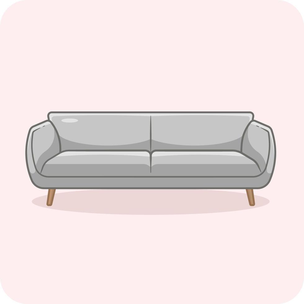 modern Sofa grau Farbe Innere Design, Vektor und Illustration.