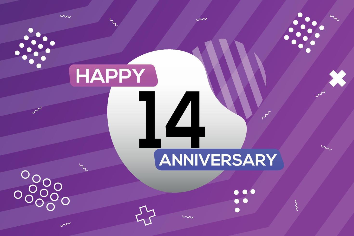 14:e år årsdag logotyp vektor design årsdag firande med färgrik geometrisk former abstrakt illustration