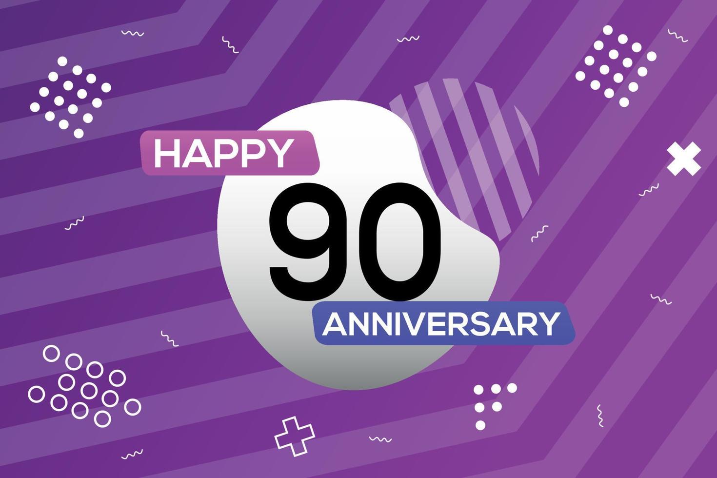 90 .. Jahr Jahrestag Logo Vektor Design Jahrestag Feier mit bunt geometrisch Formen abstrakt Illustration
