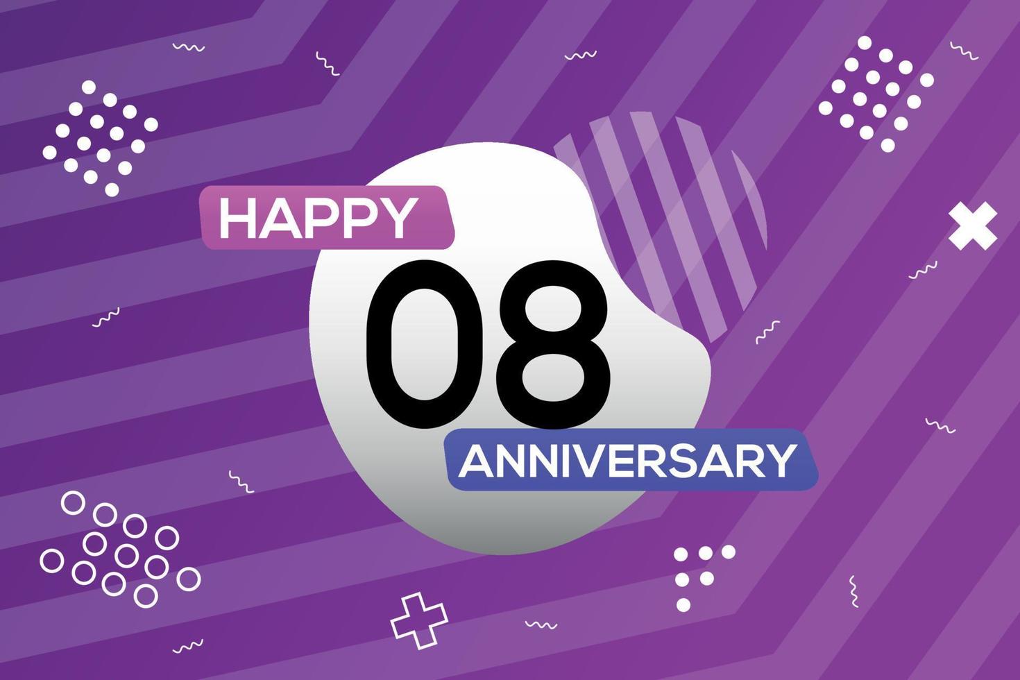 08:e år årsdag logotyp vektor design årsdag firande med färgrik geometrisk former abstrakt illustration