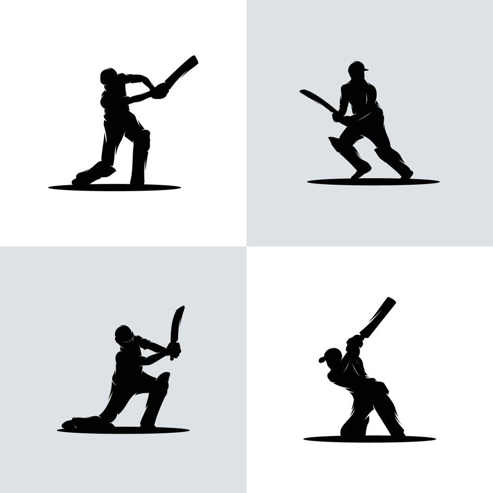 Sammlung von Kricket Spieler Logo Design vektor