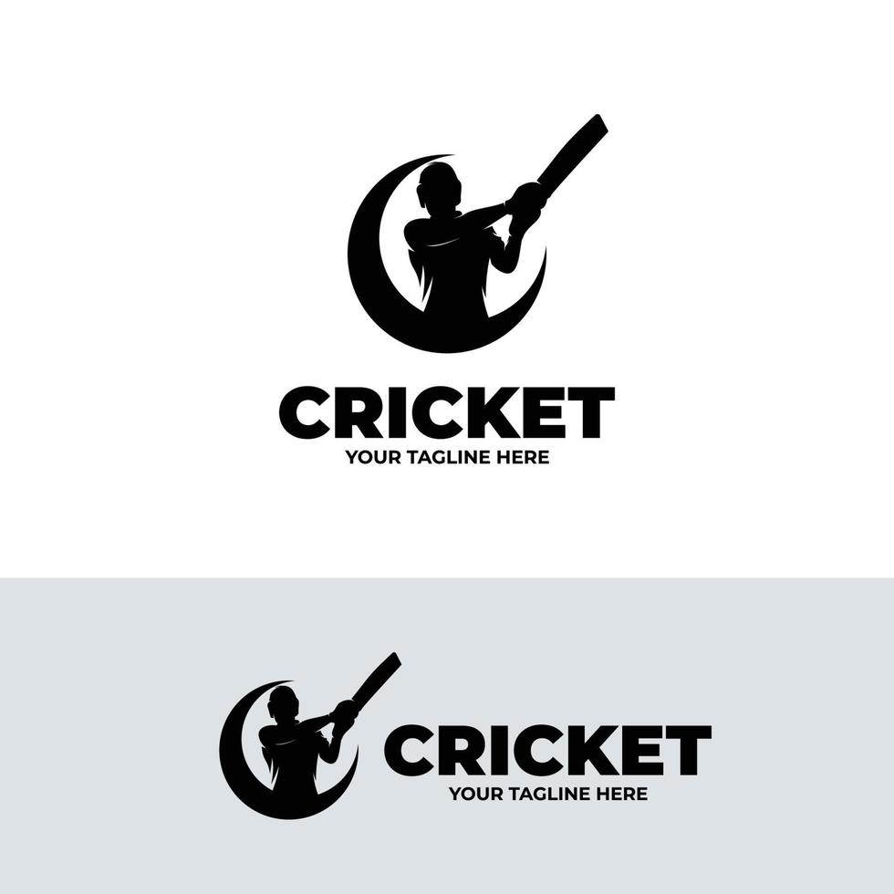 Kricket Spieler Logo Design Vorlage vektor