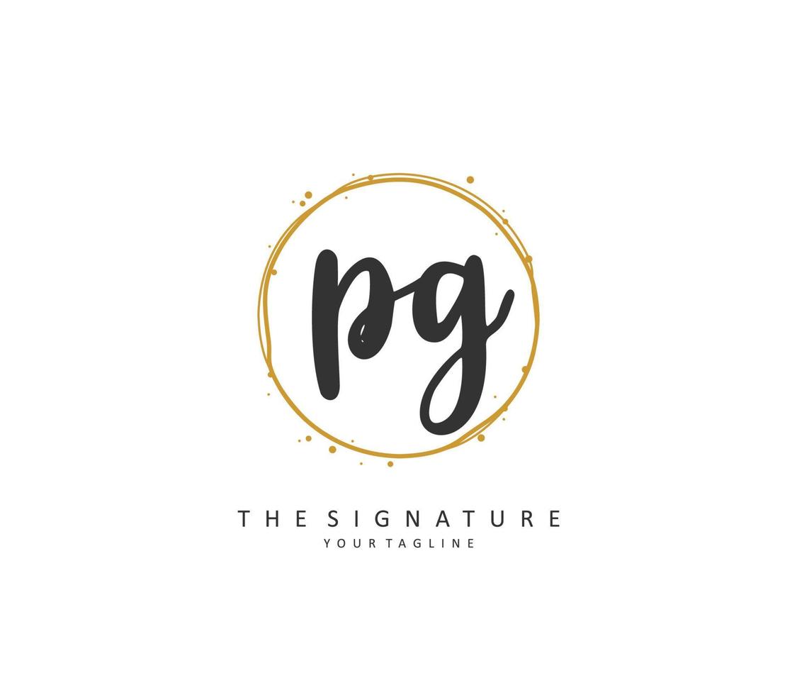 pg Initiale Brief Handschrift und Unterschrift Logo. ein Konzept Handschrift Initiale Logo mit Vorlage Element. vektor