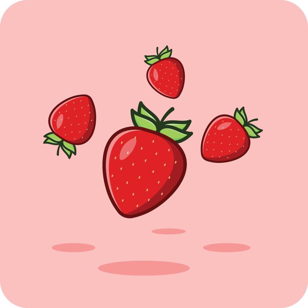 Erdbeere Obst mit Grün Blätter, Vektor Illustration.