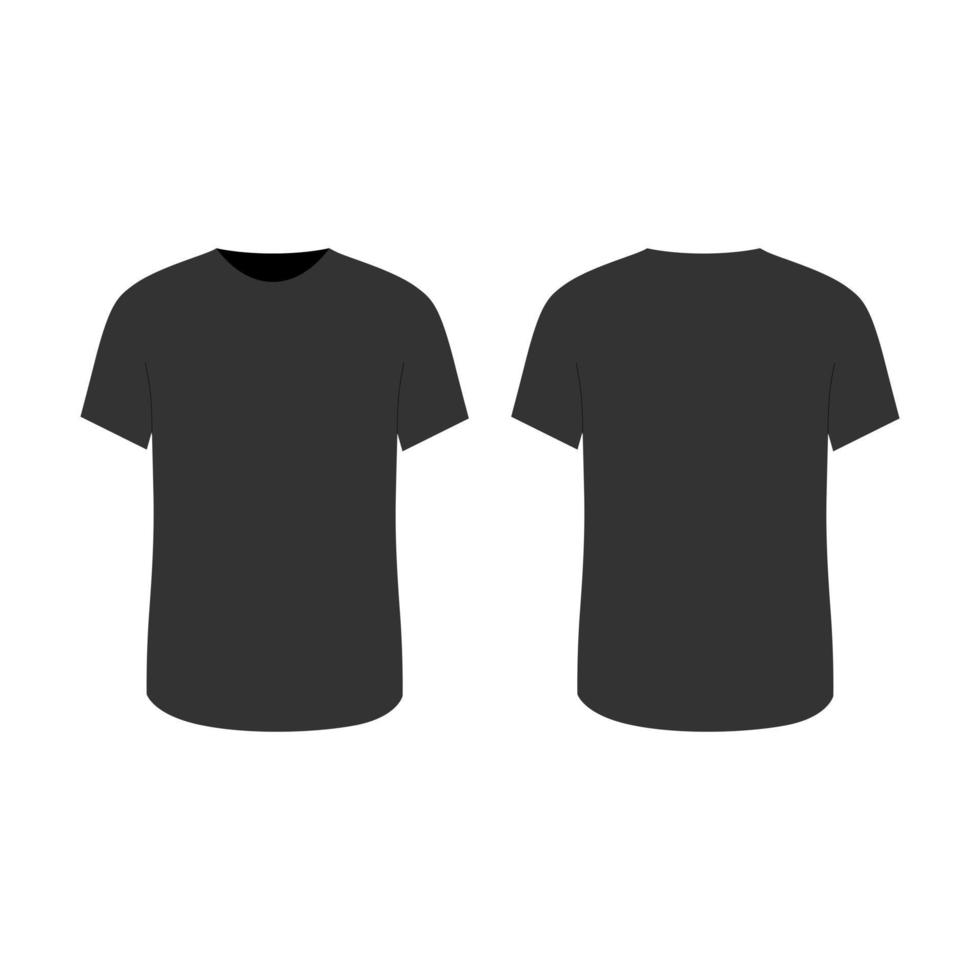 tom t-tröjor attrapp uppsättning mall. främre och tillbaka se svart t-shirt vektor isolerat på vit