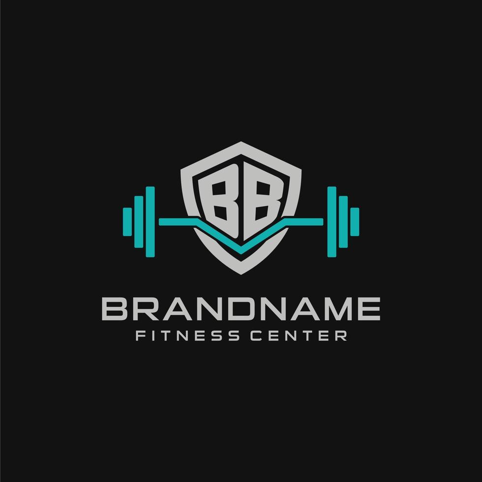 kreativ Brief bb Logo Design zum Fitnessstudio oder Fitness mit einfach Schild und Hantel Design Stil vektor