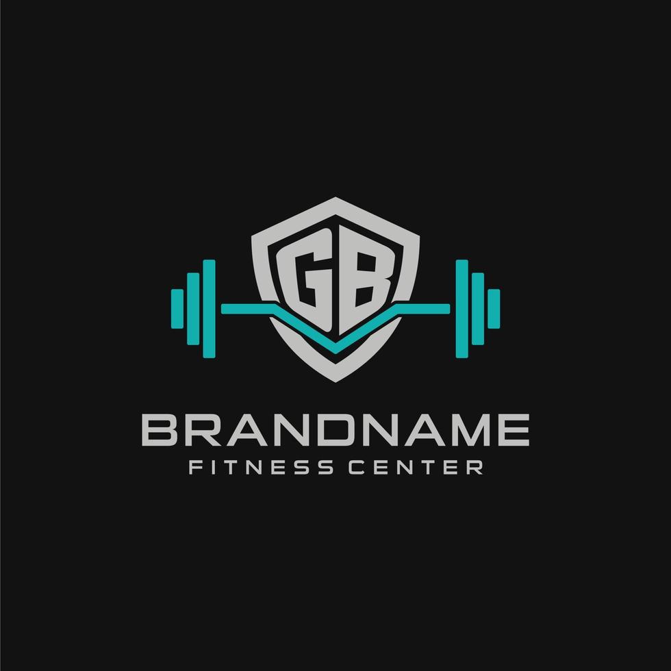 kreativ Brief gb Logo Design zum Fitnessstudio oder Fitness mit einfach Schild und Hantel Design Stil vektor