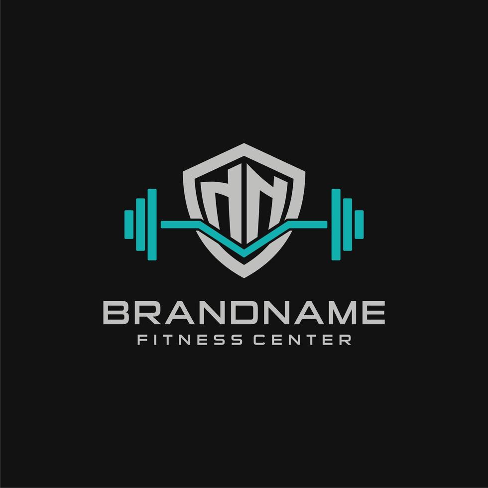 kreativ Brief nn Logo Design zum Fitnessstudio oder Fitness mit einfach Schild und Hantel Design Stil vektor