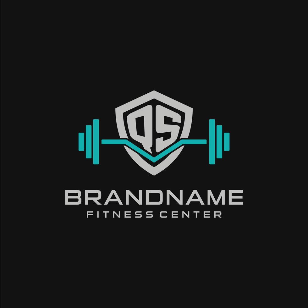 kreativ Brief qs Logo Design zum Fitnessstudio oder Fitness mit einfach Schild und Hantel Design Stil vektor