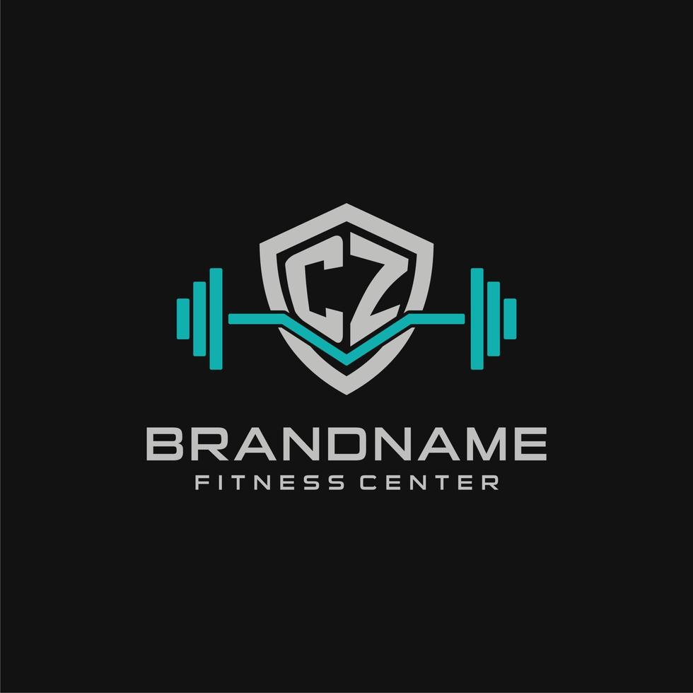 kreativ Brief cz Logo Design zum Fitnessstudio oder Fitness mit einfach Schild und Hantel Design Stil vektor