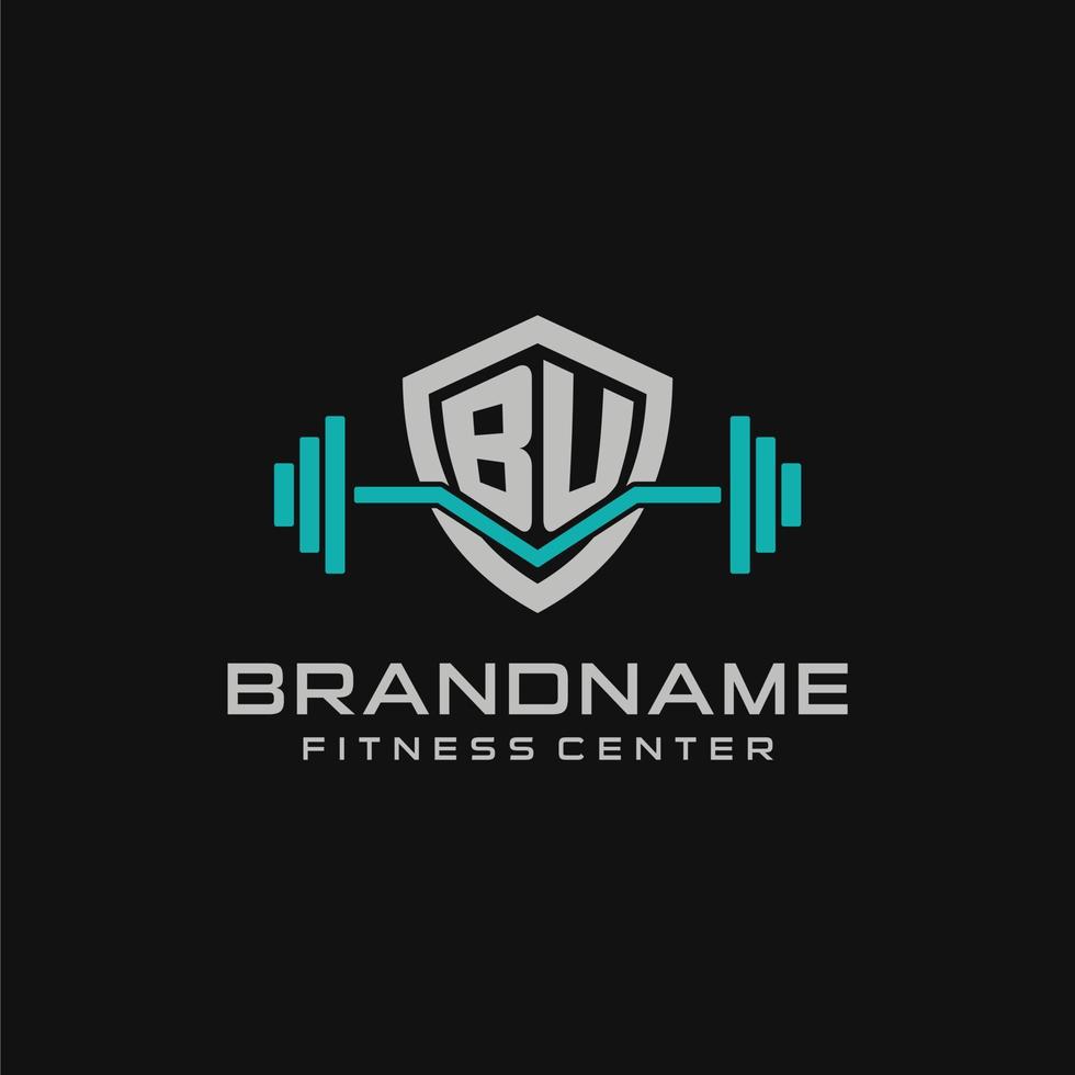 kreativ Brief bu Logo Design zum Fitnessstudio oder Fitness mit einfach Schild und Hantel Design Stil vektor