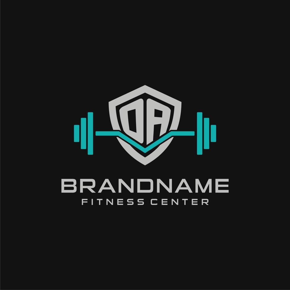 kreativ Brief oa Logo Design zum Fitnessstudio oder Fitness mit einfach Schild und Hantel Design Stil vektor