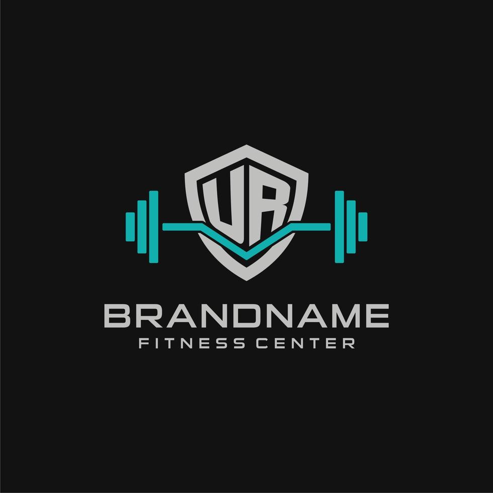 kreativ Brief ähm Logo Design zum Fitnessstudio oder Fitness mit einfach Schild und Hantel Design Stil vektor