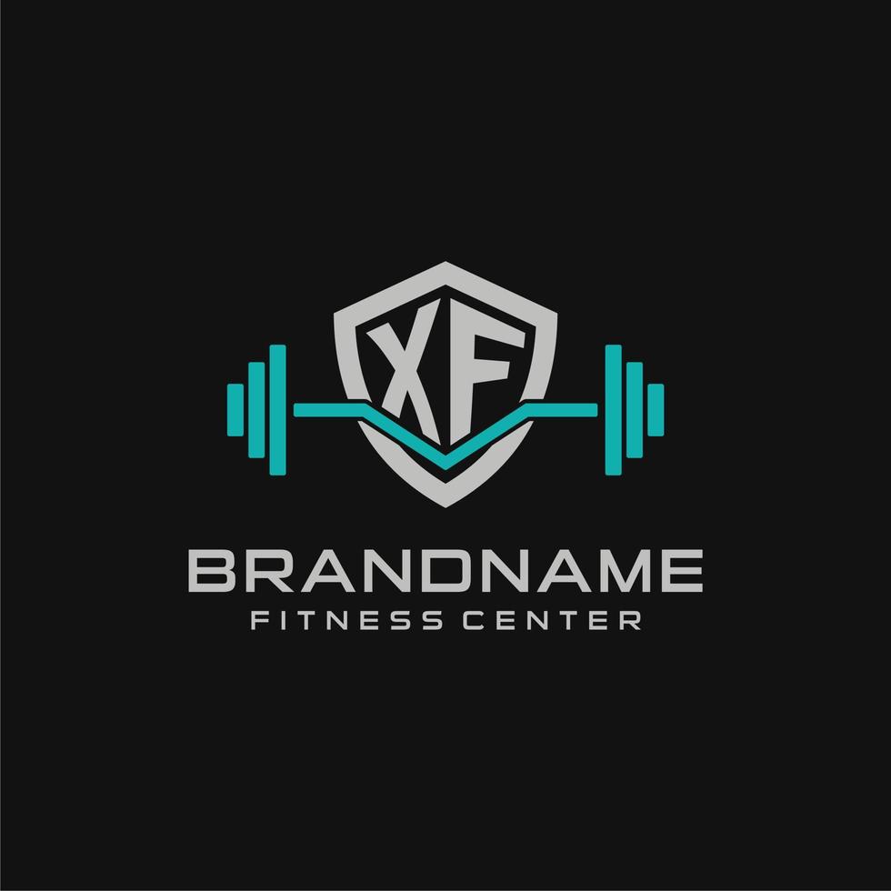 kreativ Brief xf Logo Design zum Fitnessstudio oder Fitness mit einfach Schild und Hantel Design Stil vektor