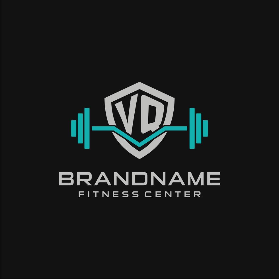 kreativ brev vq logotyp design för Gym eller kondition med enkel skydda och skivstång design stil vektor
