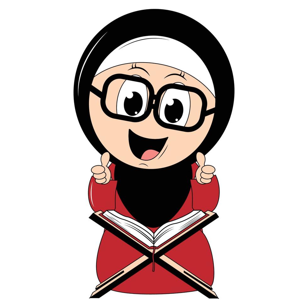 süß Mädchen Hijab Karikatur Illustration vektor