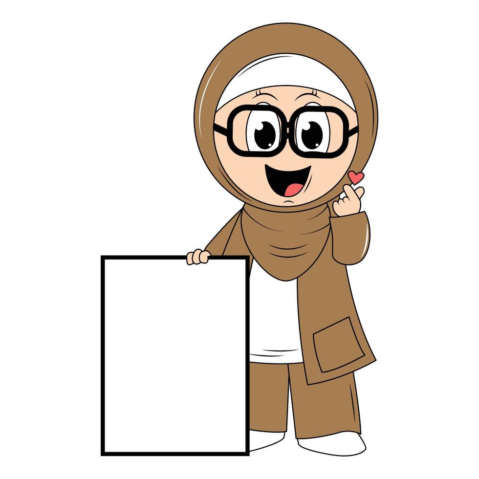 süß Mädchen Hijab Karikatur Illustration vektor