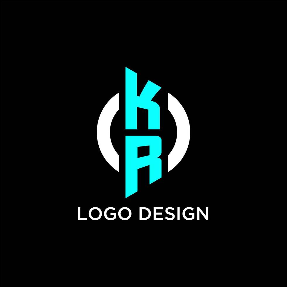 kr cirkel monogram logotyp vektor