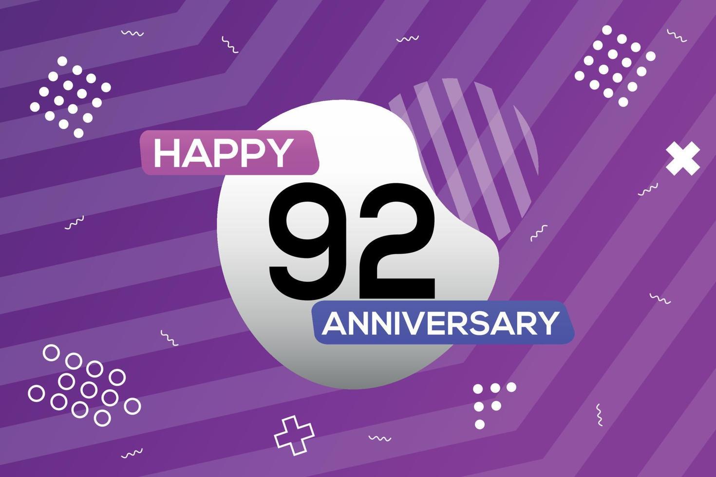 92:a år årsdag logotyp vektor design årsdag firande med färgrik geometrisk former abstrakt illustration