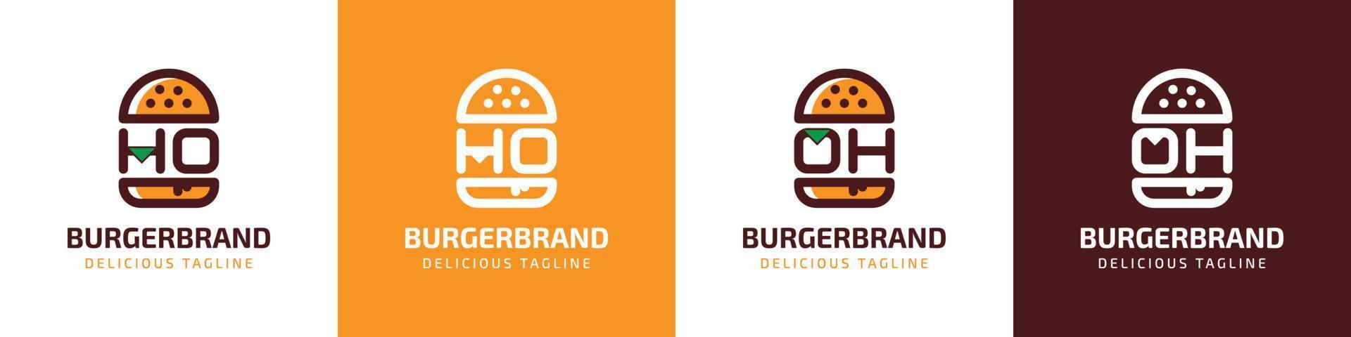 brev ho och åh burger logotyp, lämplig för några företag relaterad till burger med ho eller åh initialer. vektor