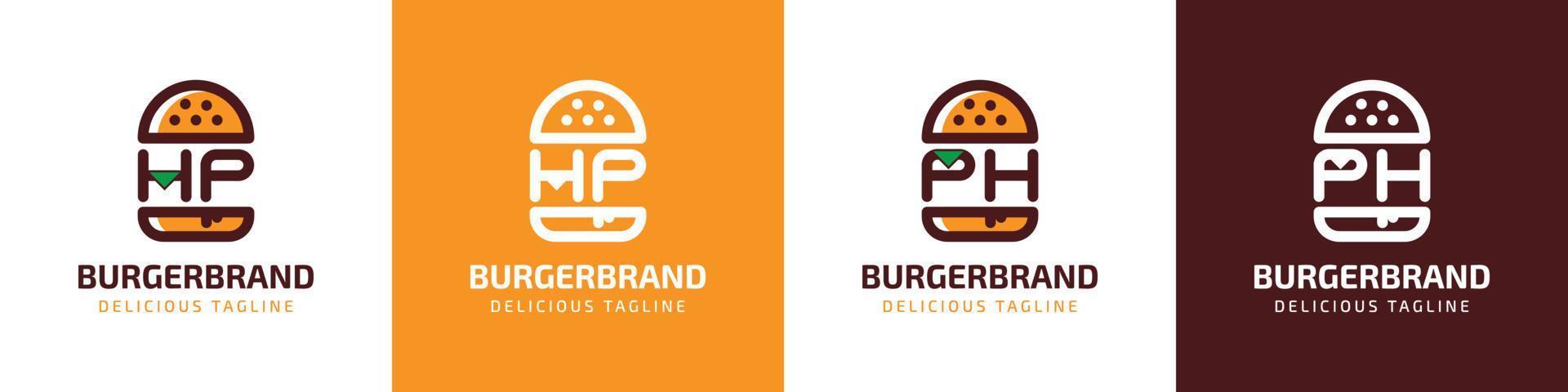 Brief hp und ph Burger Logo, geeignet zum irgendein Geschäft verbunden zu Burger mit hp oder ph Initialen. vektor