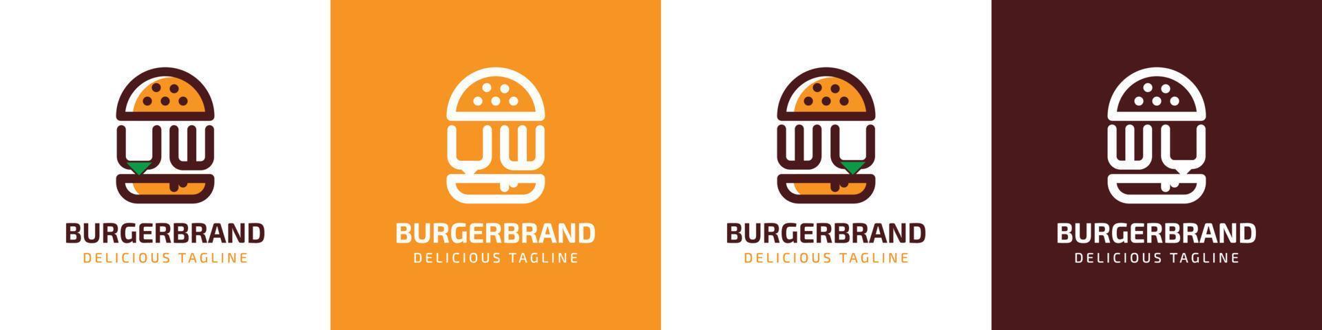 brev din och wu burger logotyp, lämplig för några företag relaterad till burger med din eller wu initialer. vektor