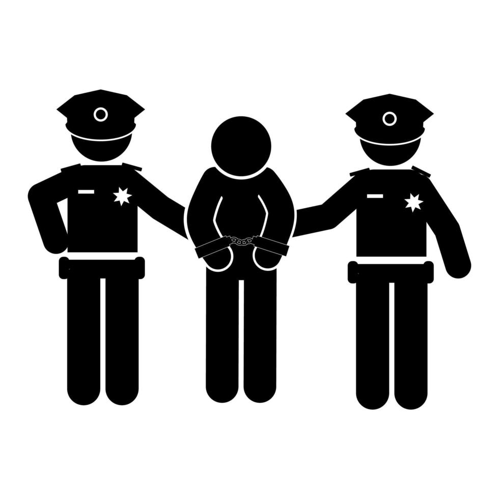 Polizei Festnahme Kriminelle. Polizist Symbol. einfach Illustration von Polizist Vektor. Kriminelle im Gefängnis vektor