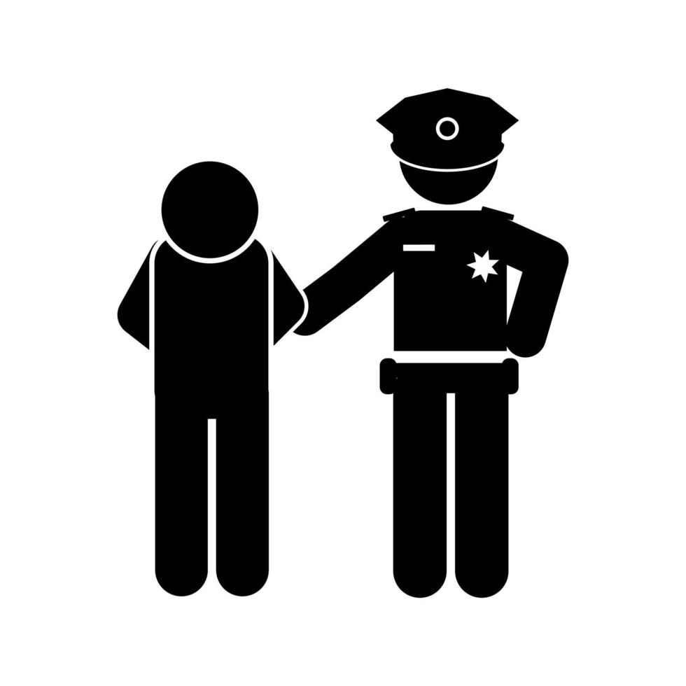 Polizei Festnahme Kriminelle. Polizist Symbol. einfach Illustration von Polizist Vektor. Kriminelle im Gefängnis vektor