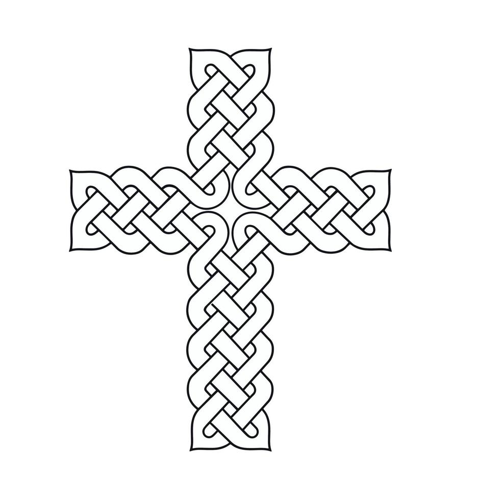 keltisch Knoten Kreuz Linie Muster Hand gezeichnet Färbung Symbol Vektor