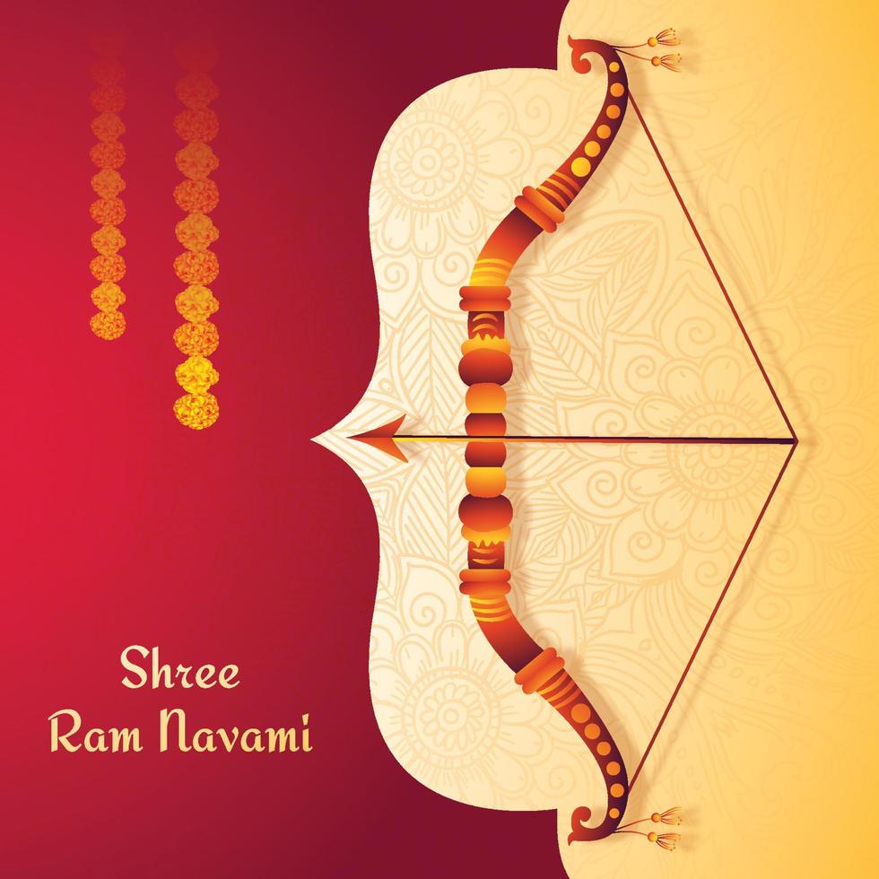 Herr Rama mit Bogen und Pfeil sri RAM Navami Hintergrund vektor