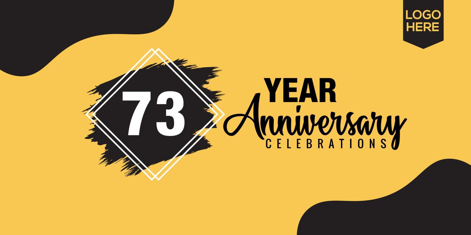 73: e år årsdag firande logotyp design med svart borsta och gul Färg med svart abstrakt vektor illustration