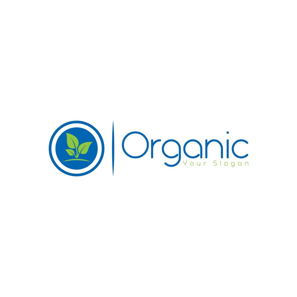 organisk logotyp ikon vektor med Färg blå och grön.