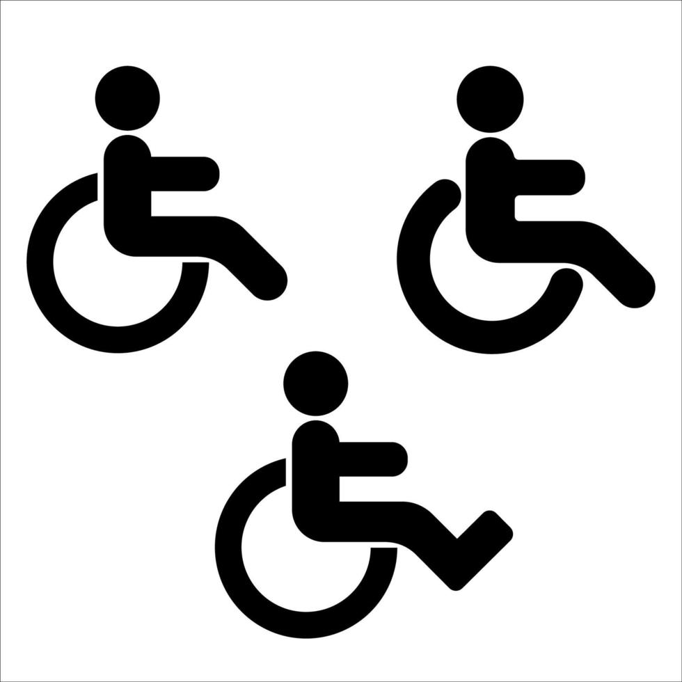 person med funktionshinder och fysisk skada symboler. rullstol tecken. vektor illustration