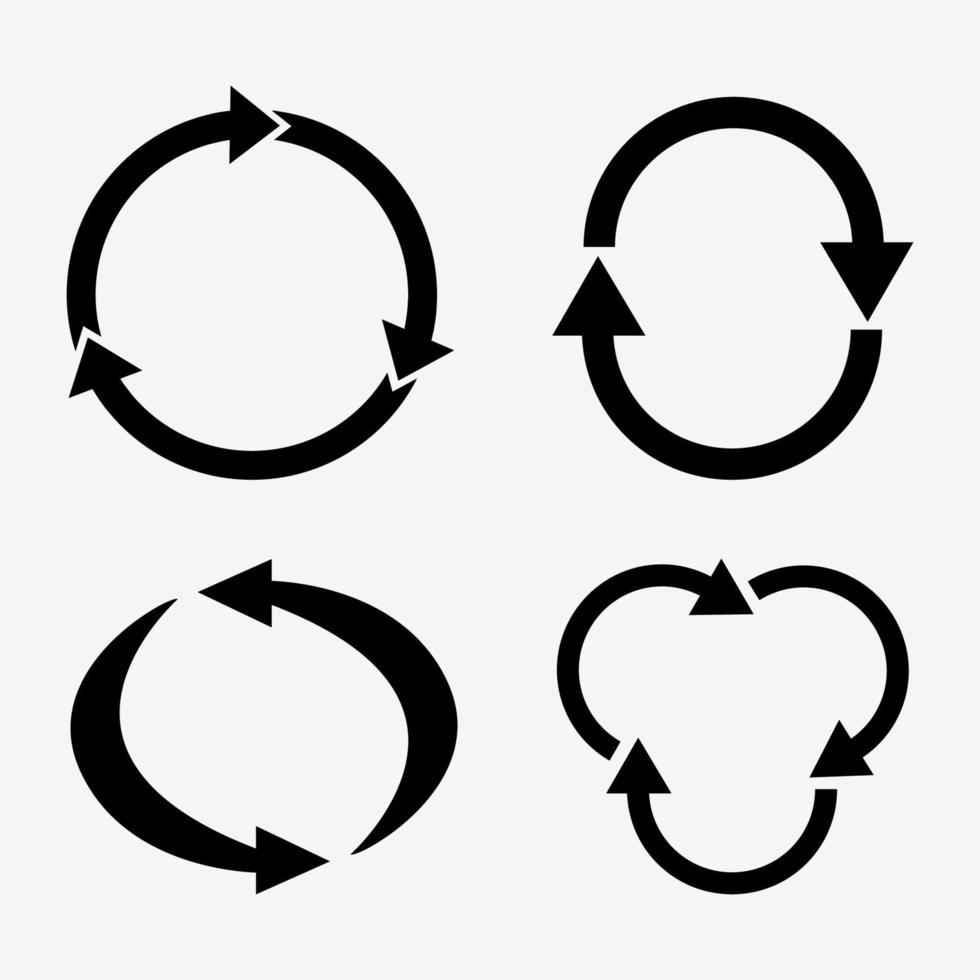 pil och återvinning symboler. pekare tecken på vit bakgrund. vektor illustration