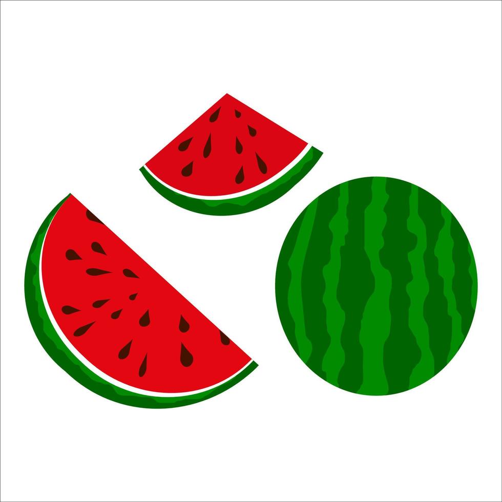 skiva av vattenmelon isolerat på vit bakgrund. vektor illustration