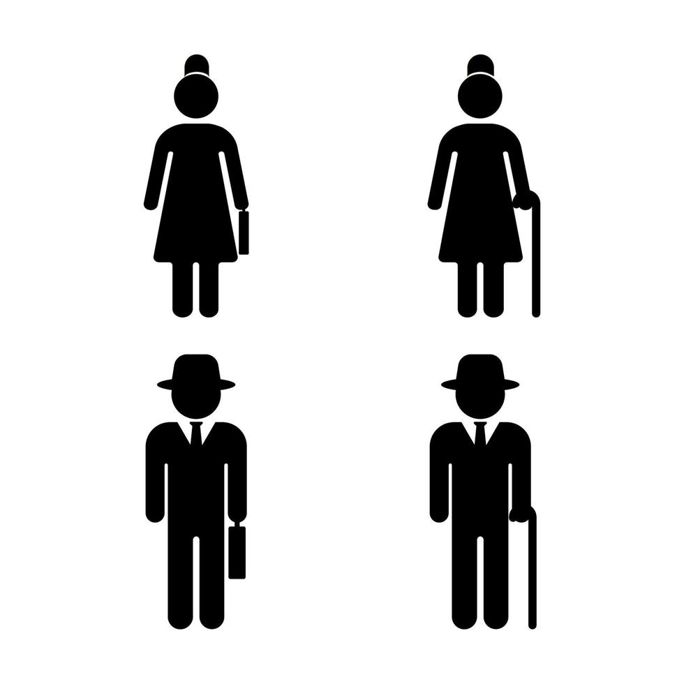 Alten Person auf Weiß Hintergrund. Senior Männer und Frauen. Vektor Illustration