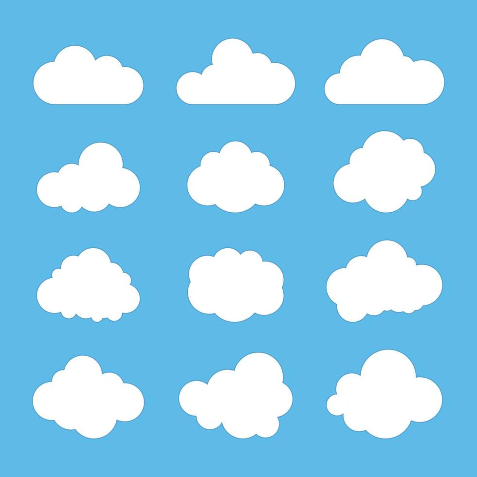 Wolke Zeichen, Himmel Symbole. Blau Hintergrund. Vektor Illustration