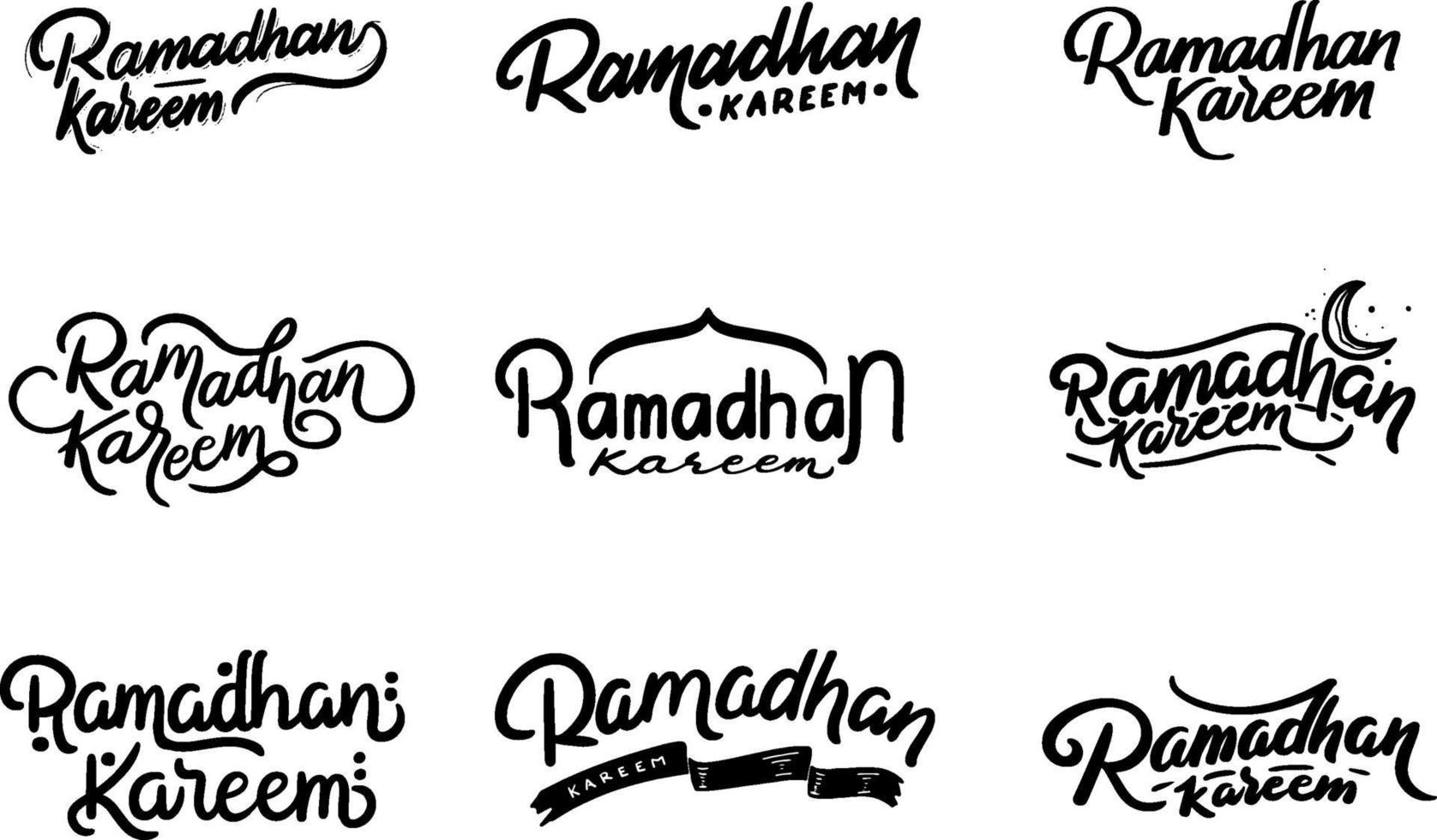 Ramadhan Hand Schriftzug Typografie Sammlung vektor