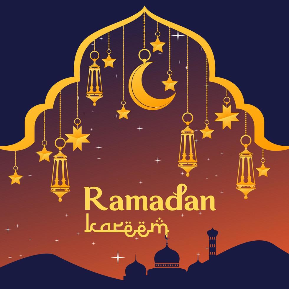 Ramadan kareem Vektor Design zum Banner, Karte, Sozial Medien füttern, Hintergrund, können Sein benutzt wie ein Karte, und Netz. zusätzlich zu das Design von das Ramadan karem, eid al-fitr und eid al-adha. Vektor