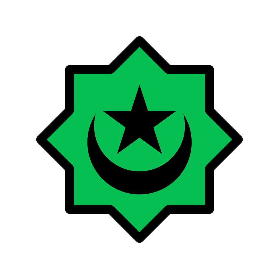 illustration av en stjärna måne flankerad förbi halvmåne. symbol av islam. islamic ikoner kan vara Begagnade för de månad av ramadan, eid och eid al-adha. för logotyp, hemsida och affisch mönster. vektor