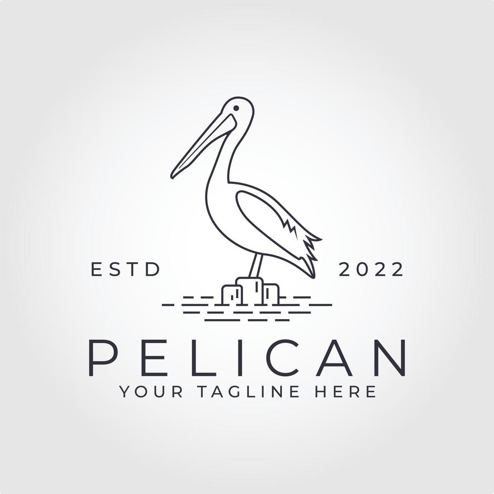 Pelikan Linie Kunst Logo Illustration Vektor Design.