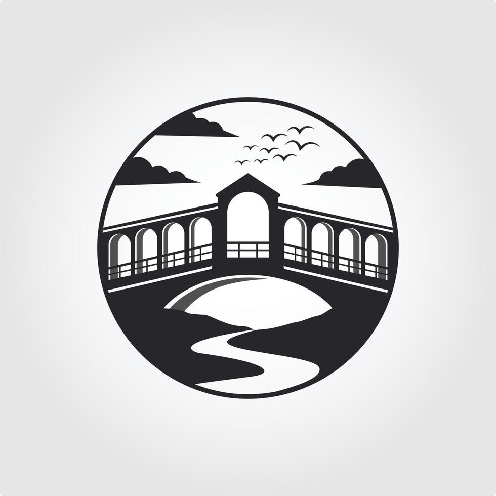 Rialto Brücke und Fluss Logo Vektor Symbol Illustration Design, kreativ Brücke Logo Design